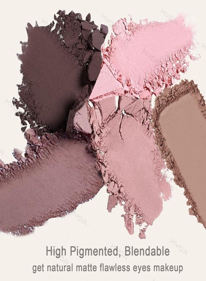 KYDA 12 Colors Grey Pink Eyeshadow Palette with Brush, High Pigment Matte Shimmer Pink Brown Eye Shadow, Netural Brown Eyes Palette for Women, Soft Blendable Powder Eyeshadow, Korean Eyes Makeup - Image 5